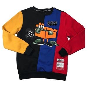 Men’s Colorful “Stash Box” sweater. Size Medium.